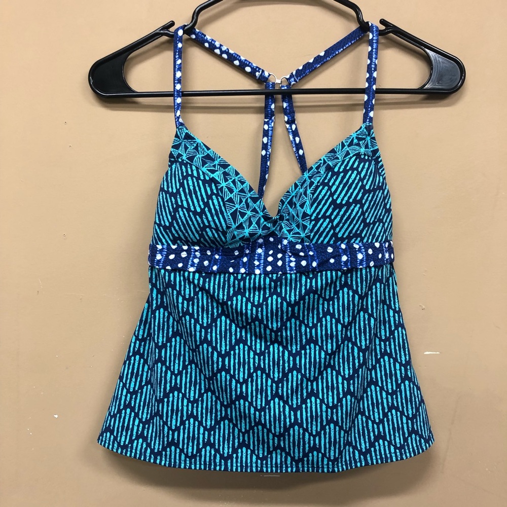 Title Nine Womens Tankini Swim Top  Blue Print NWT